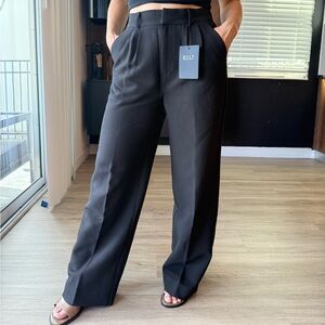 BYLT Basics Black High-Rise Wide-Leg Trousers